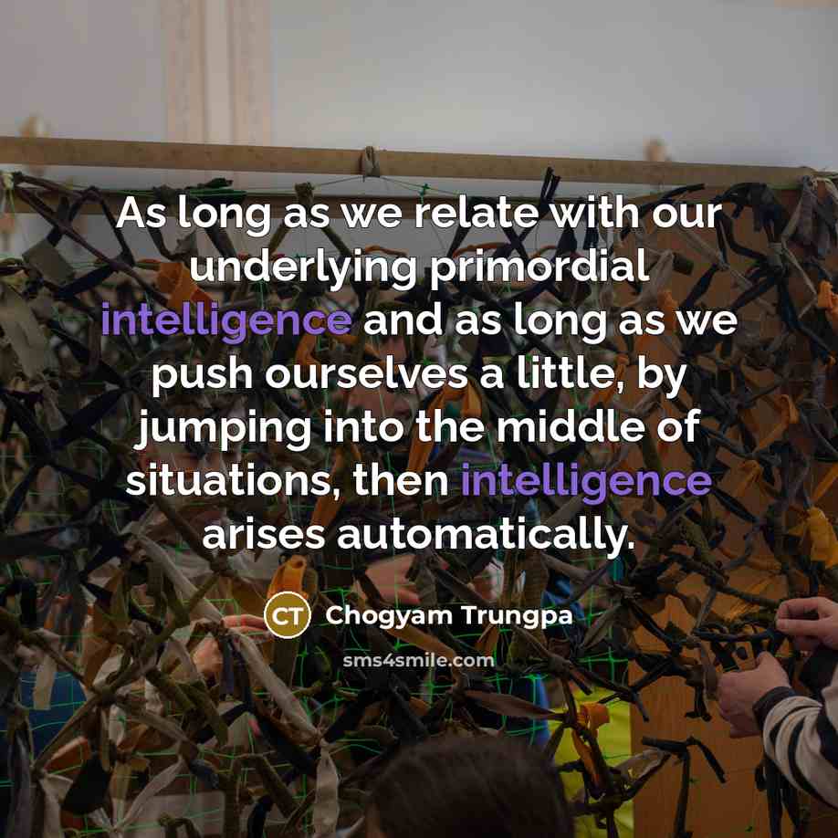 “As long as we relate with our underlying primordial intelligence…” quote by Chogyam Trungpa
