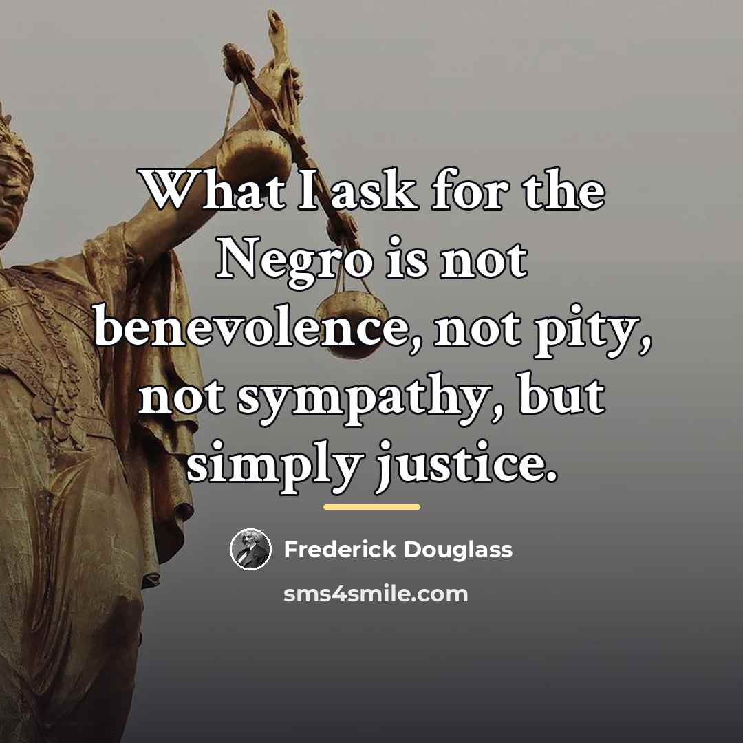 “What I ask for the Negro is not benevolence, not…” quote by Frederick Douglass