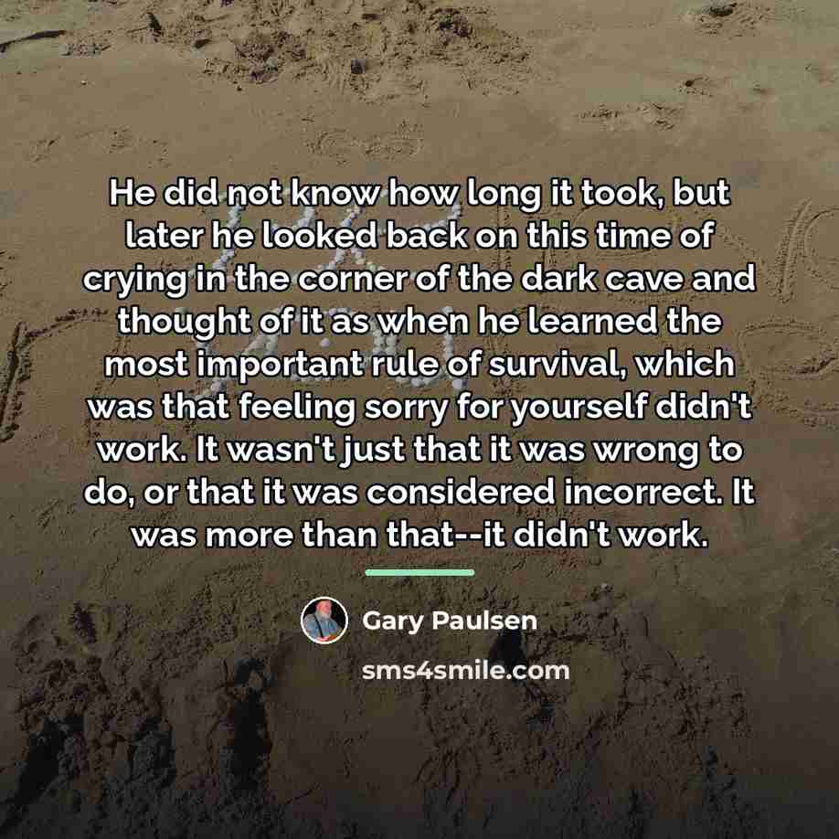 “He did not know how long it took, but later…” quote by Gary Paulsen