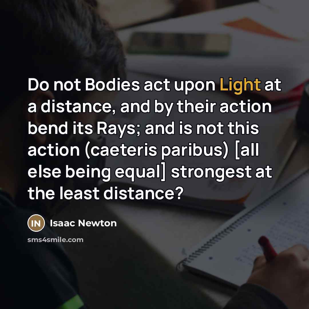 “Do not Bodies act upon Light at a distance, and…” quote by Isaac Newton