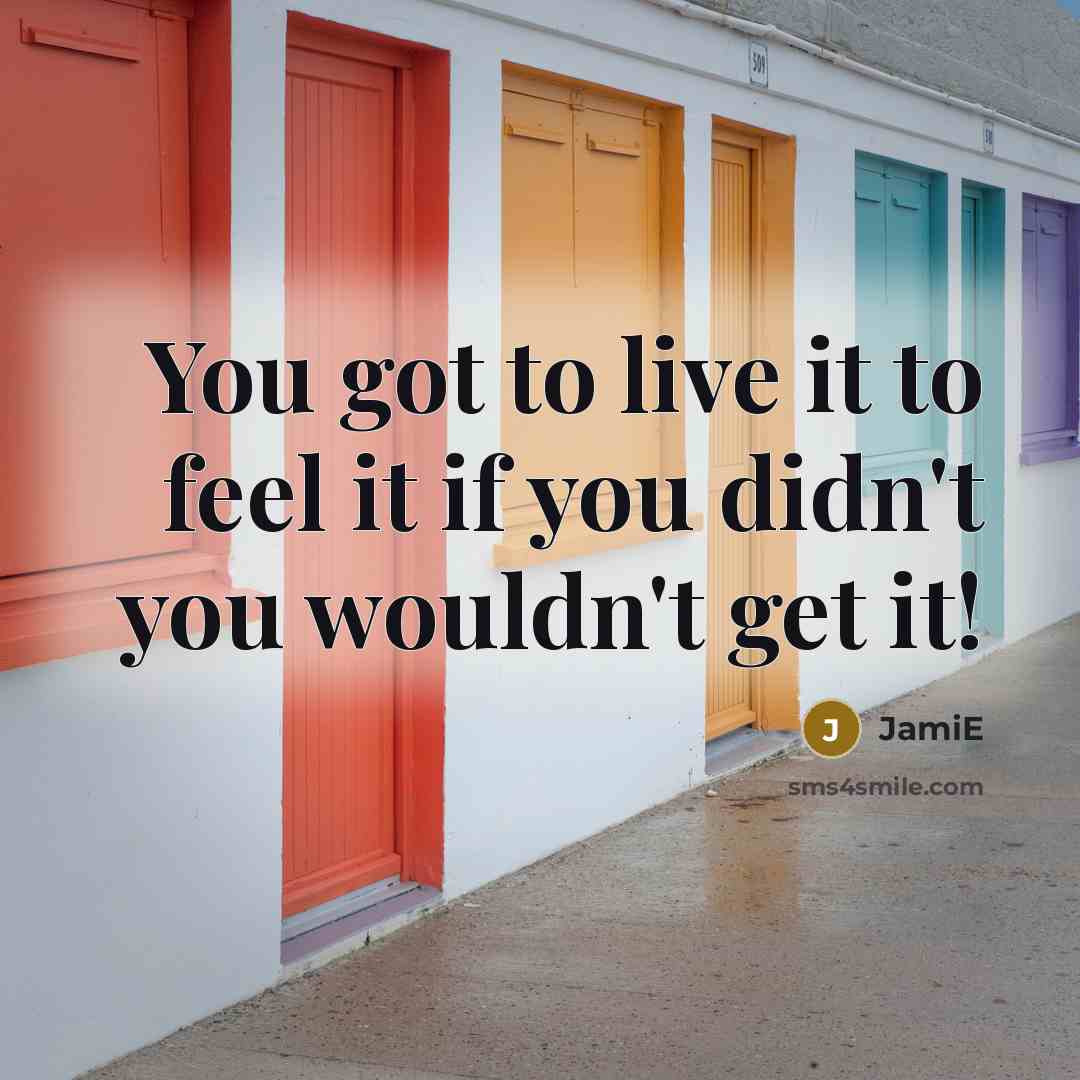 “You got to live it to feel it if you…” quote by JamiE