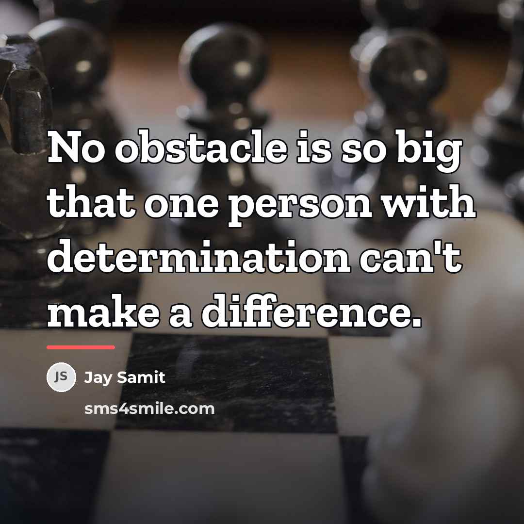“No obstacle is so big that one person with determination…” quote by Jay Samit