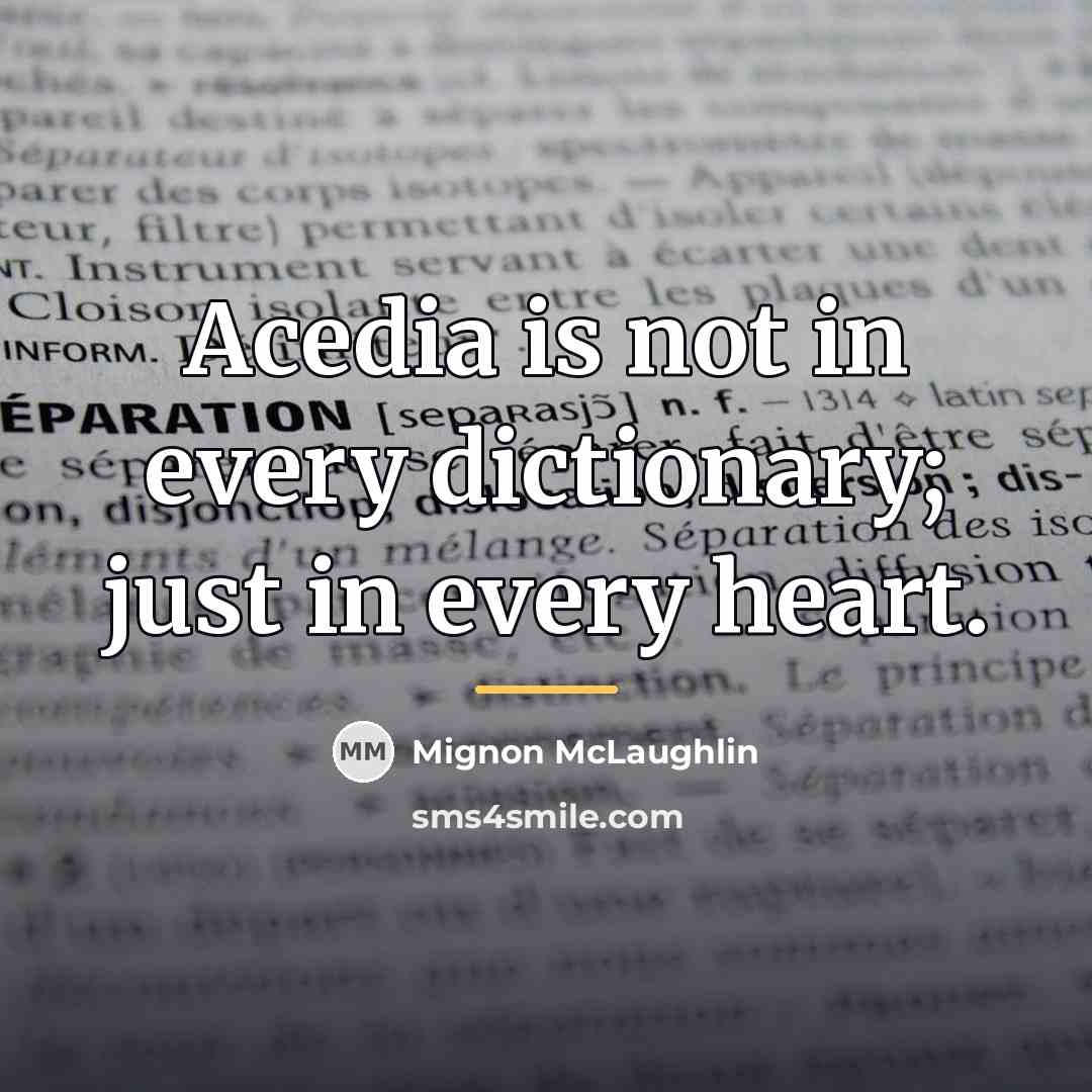 “Acedia is not in every dictionary; just in every heart.…” quote by Mignon McLaughlin