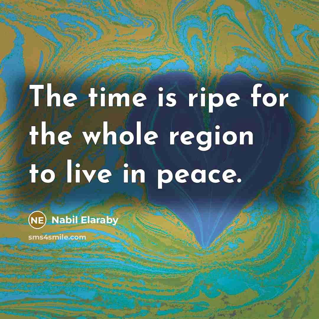 “The time is ripe for the whole region to live…” quote by Nabil Elaraby