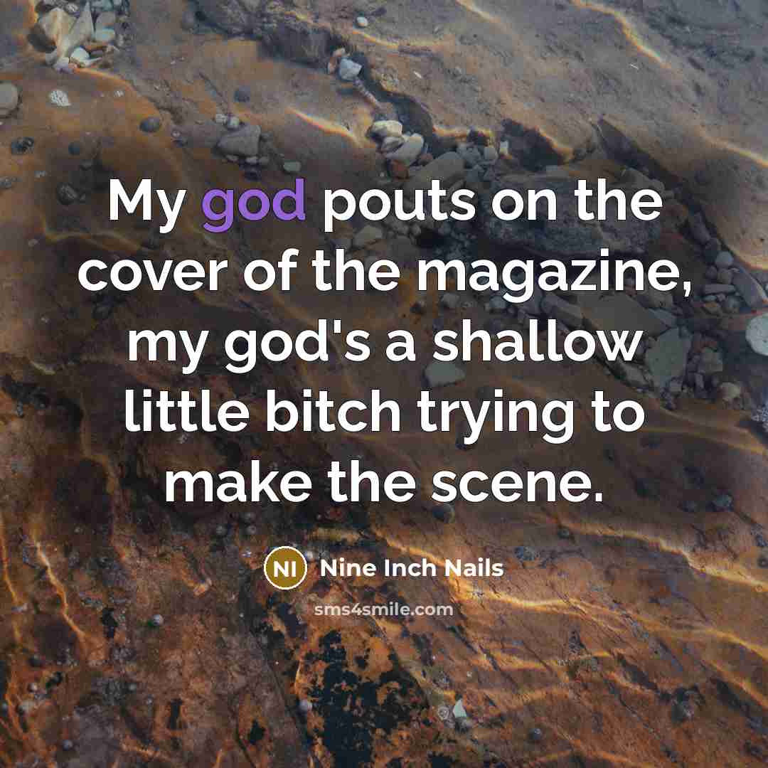 “My god pouts on the cover of the magazine, my…” quote by Nine Inch Nails