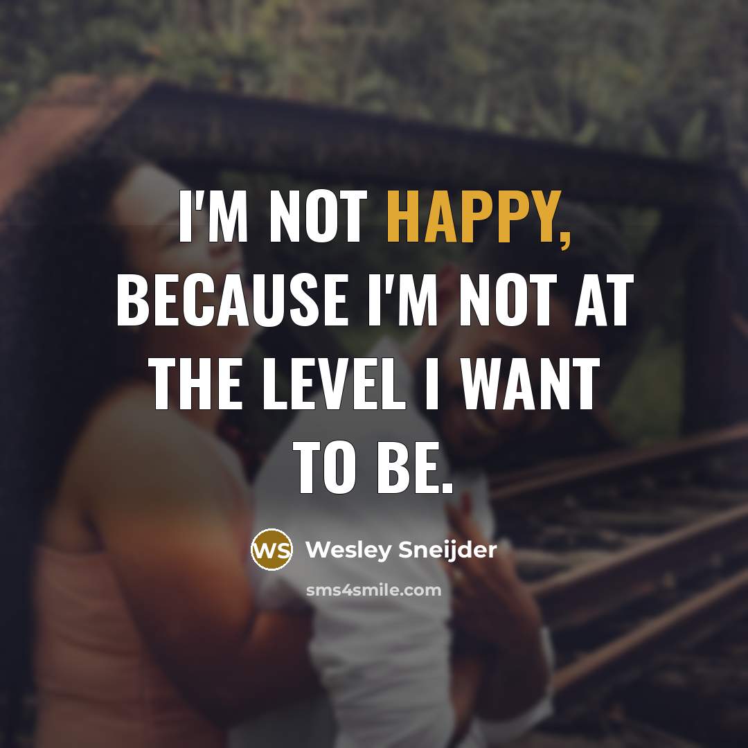 “I'm not happy, because I'm not at the level I…” quote by Wesley Sneijder