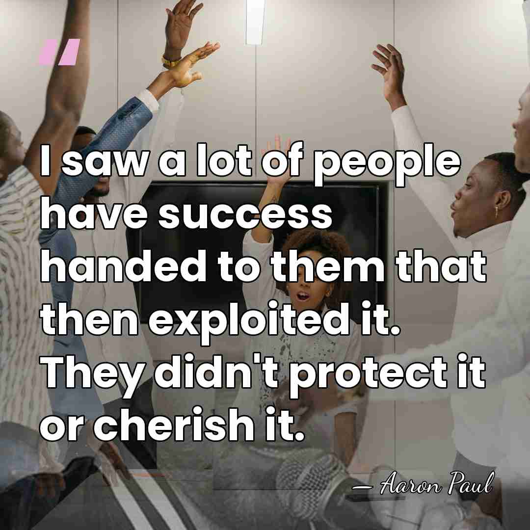 I saw a lot of people have success handed to them that&hellip; - Aaron Paul