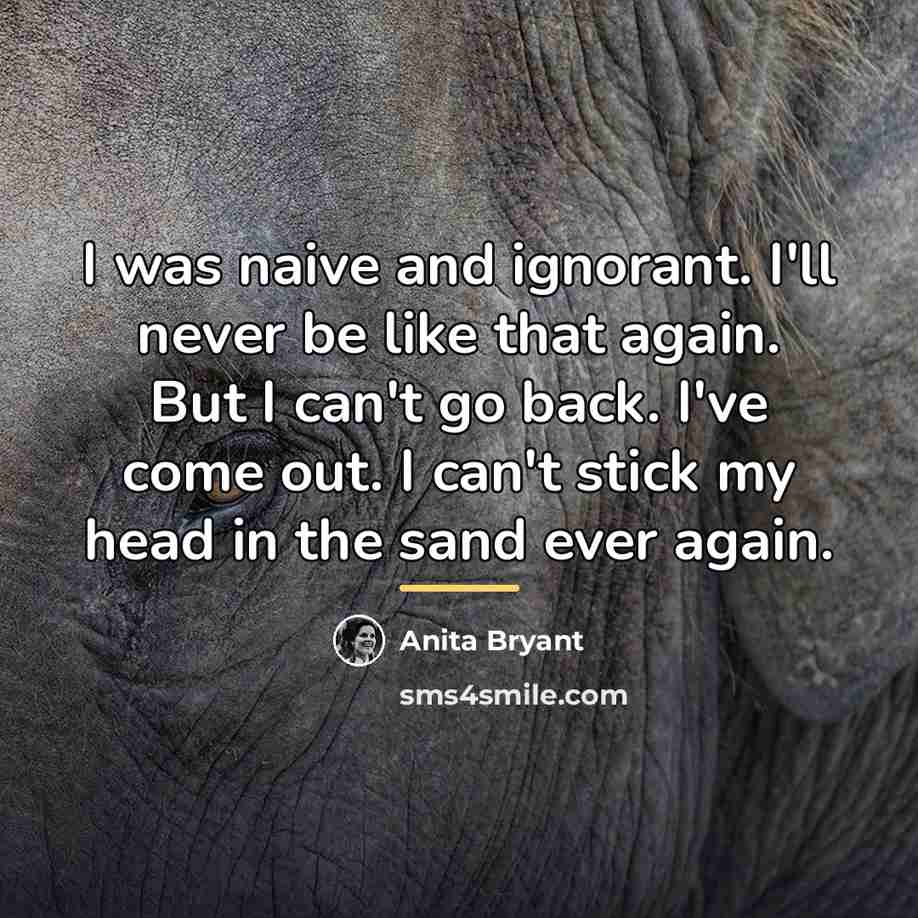 “I was naive and ignorant. I'll never be like that…” quote by Anita Bryant