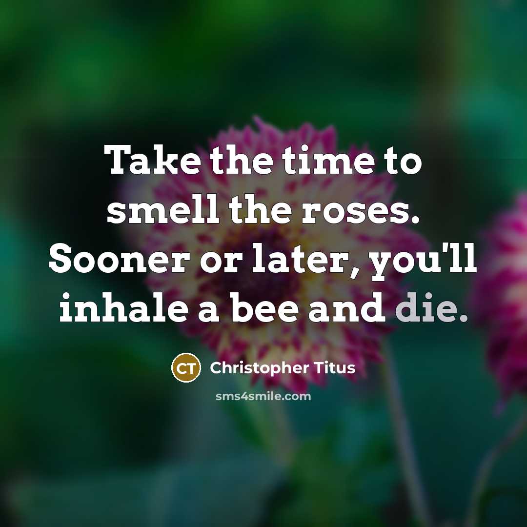 “Take the time to smell the roses. Sooner or later,…” quote by Christopher Titus