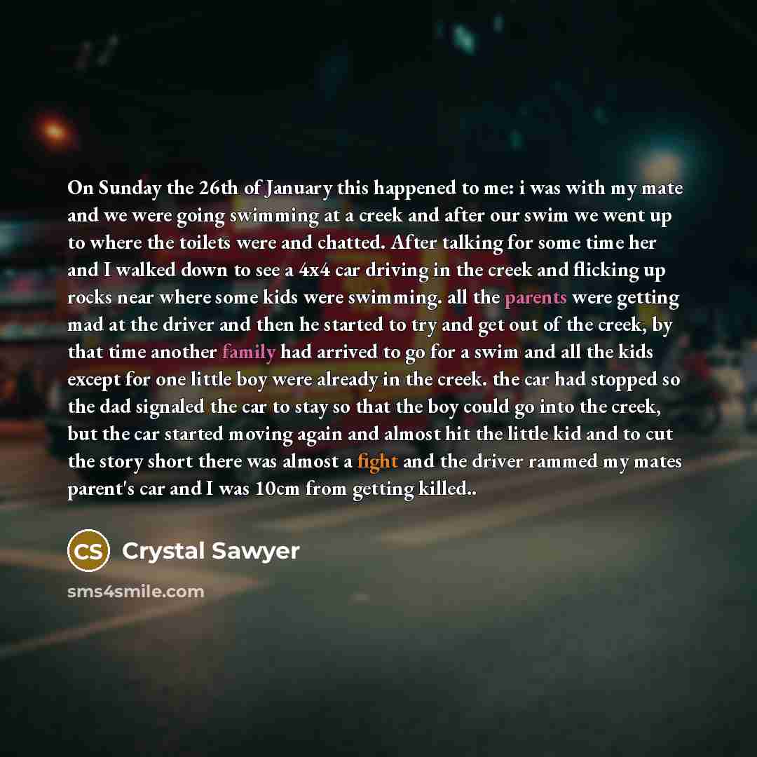“On Sunday the 26th of January this happened to me:…” quote by Crystal Sawyer
