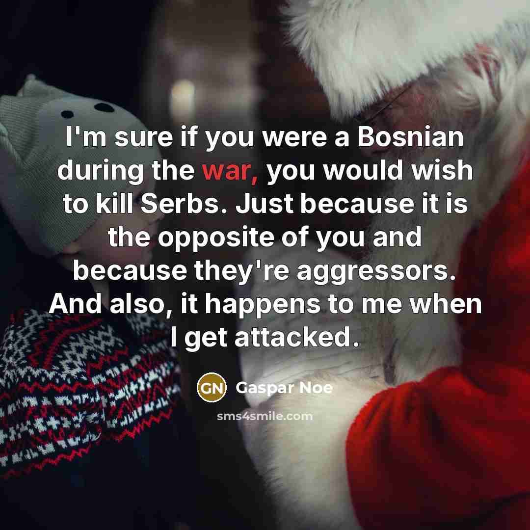 “I'm sure if you were a Bosnian during the war,…” quote by Gaspar Noe