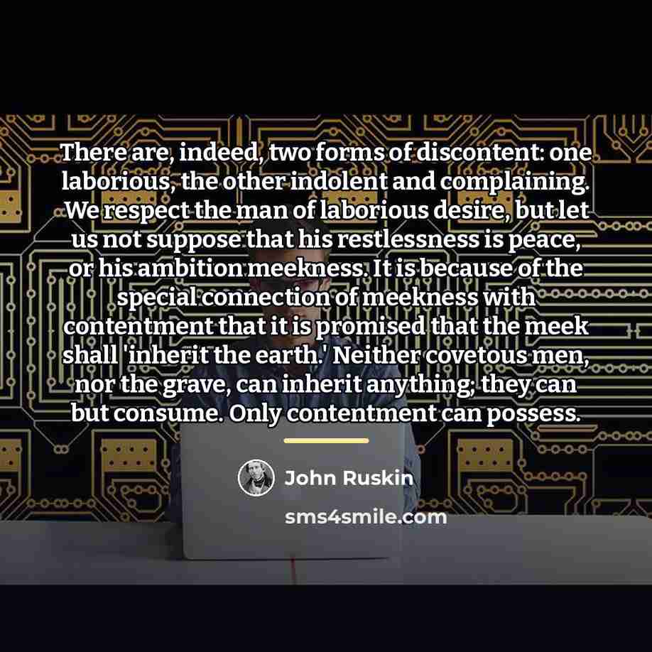 “There are, indeed, two forms of discontent: one laborious, the…” quote by John Ruskin