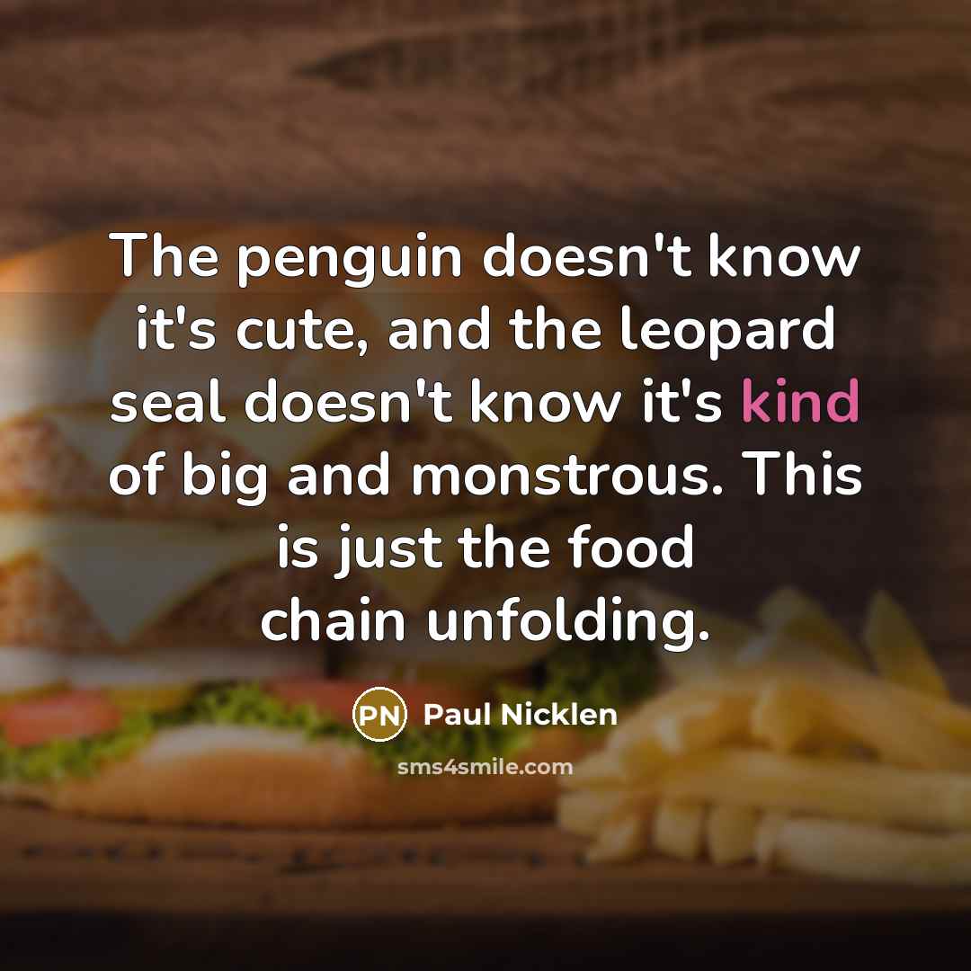 “The penguin doesn't know it's cute, and the leopard seal…” quote by Paul Nicklen