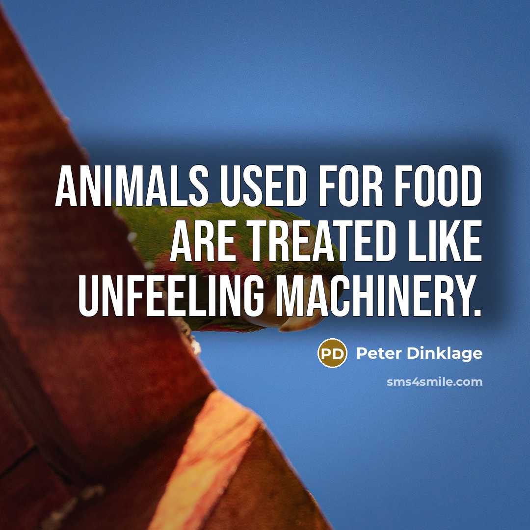 “Animals used for food are treated like unfeeling machinery.…” quote by Peter Dinklage