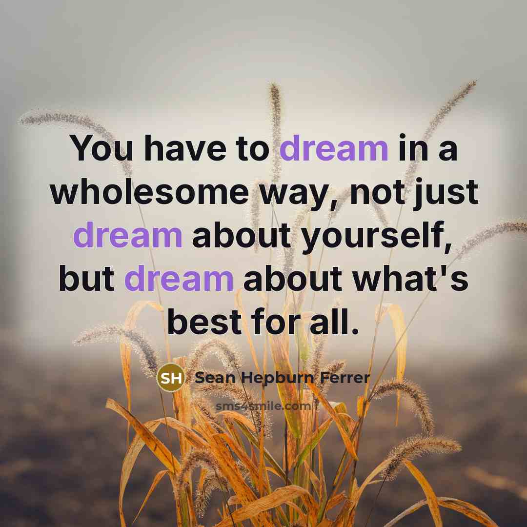 “You have to dream in a wholesome way, not just…” quote by Sean Hepburn Ferrer