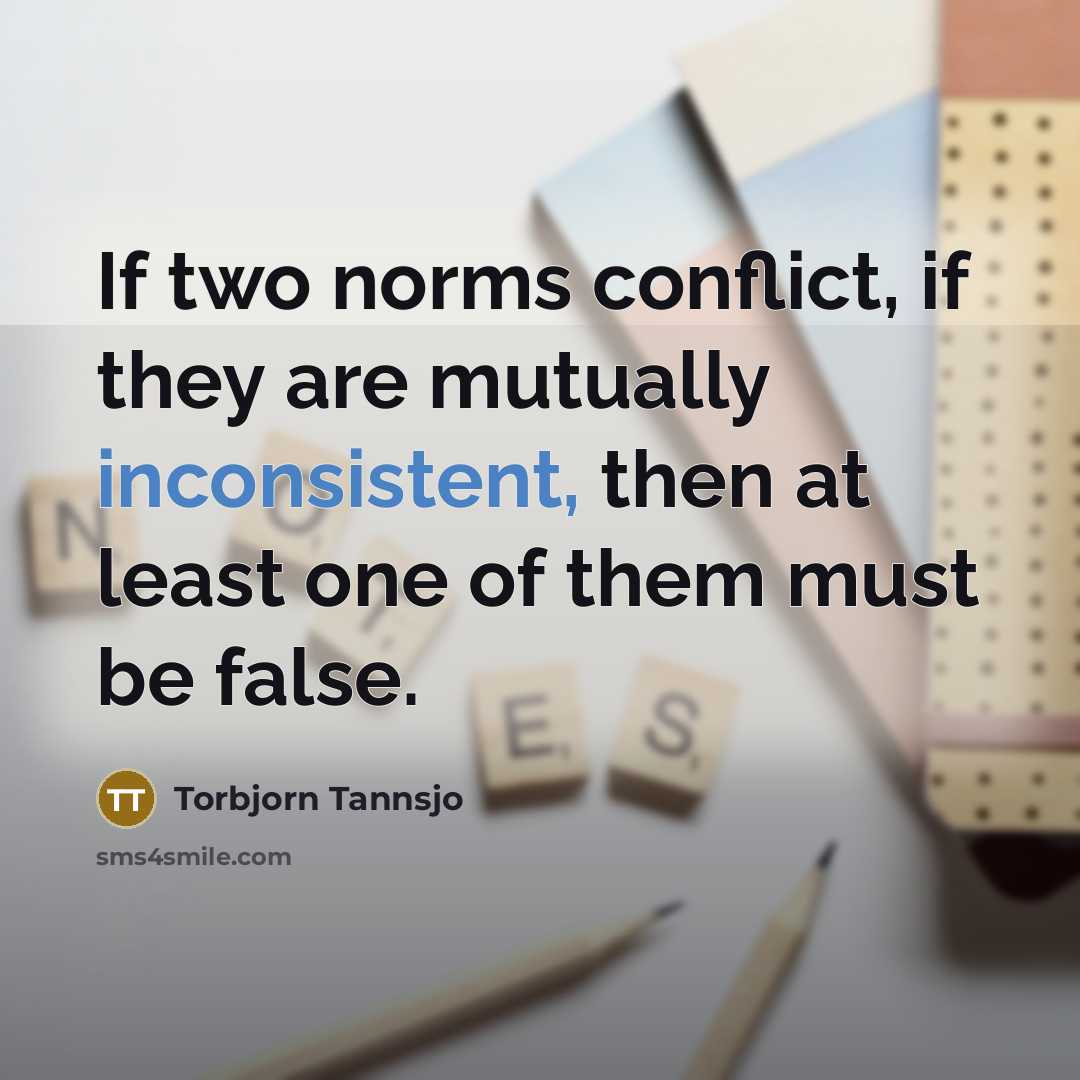 “If two norms conflict, if they are mutually inconsistent, then…” quote by Torbjorn Tannsjo