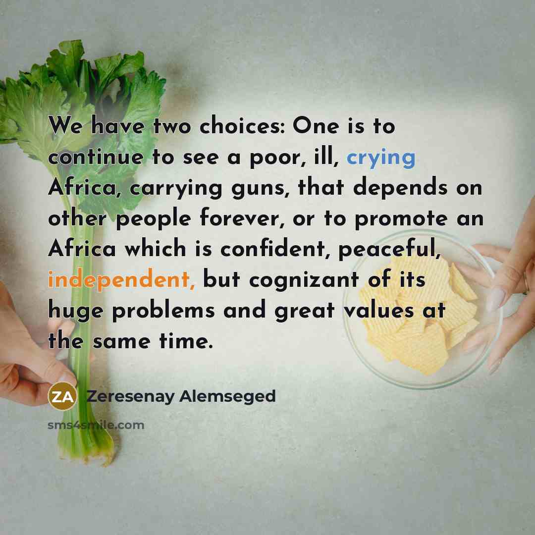 “We have two choices: One is to continue to see…” quote by Zeresenay Alemseged