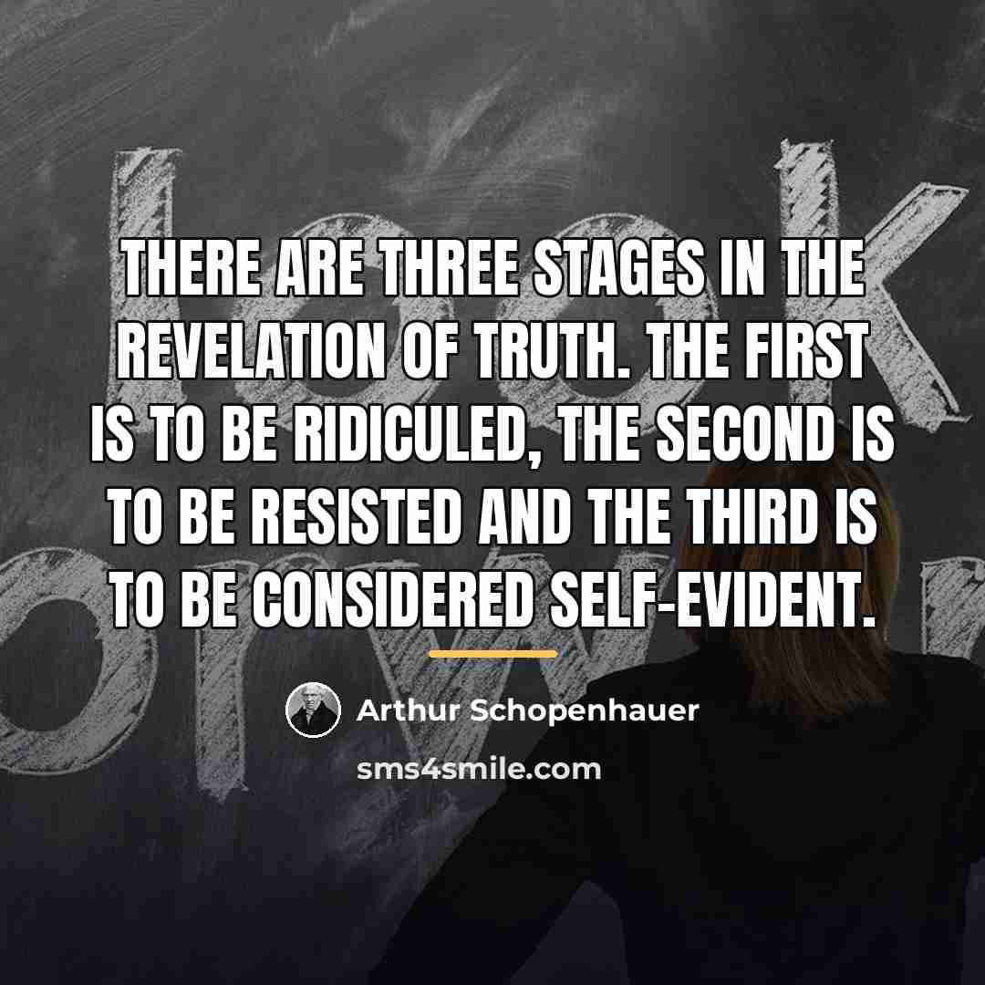 “There are three stages in the revelation of truth. The…” quote by Arthur Schopenhauer