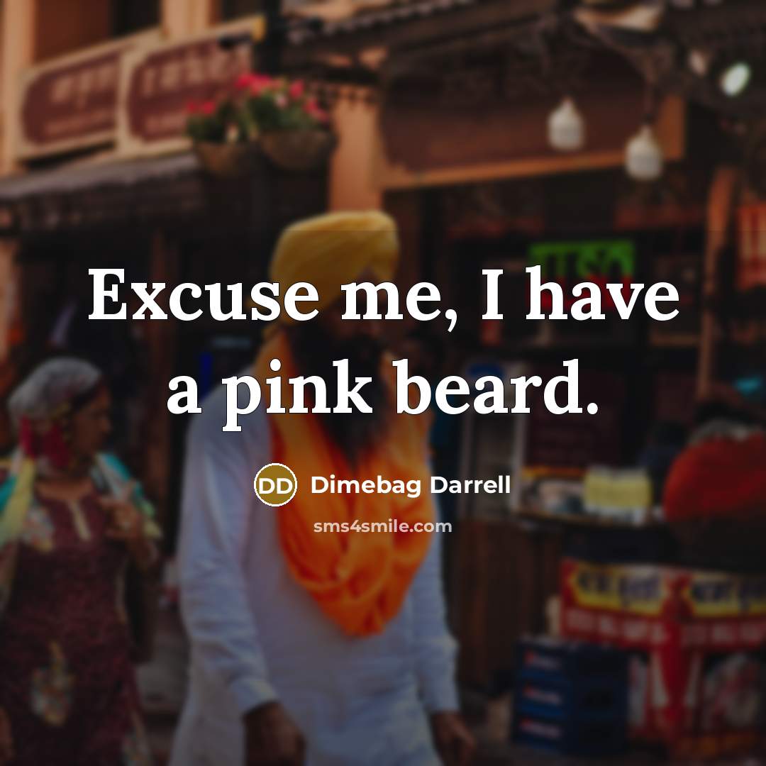 “Excuse me, I have a pink beard.” quote by Dimebag Darrell