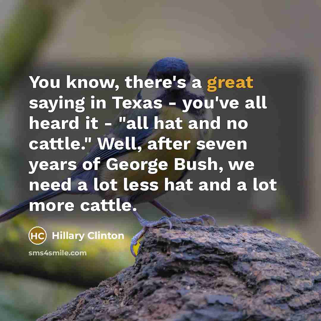 “You know, there's a great saying in Texas - you've…” quote by Hillary Clinton