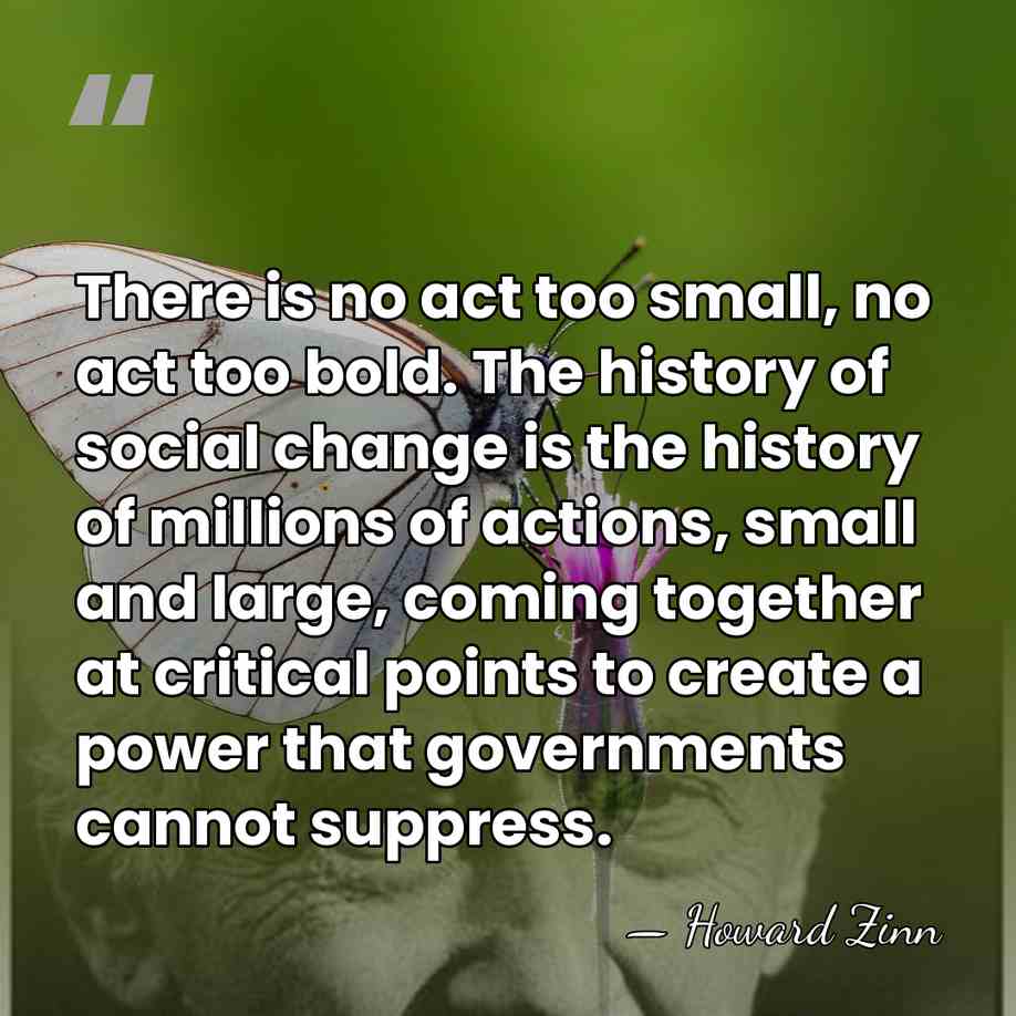 There is no act too small, no act too bold. The history&hellip; - Howard Zinn