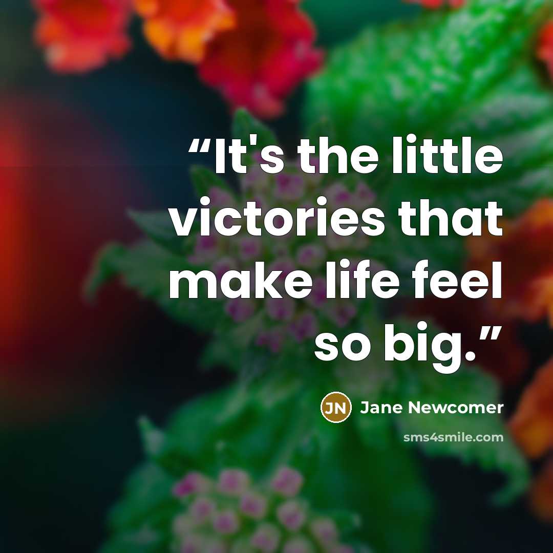 “It's the little victories that make life feel so big.” quote by Jane Newcomer