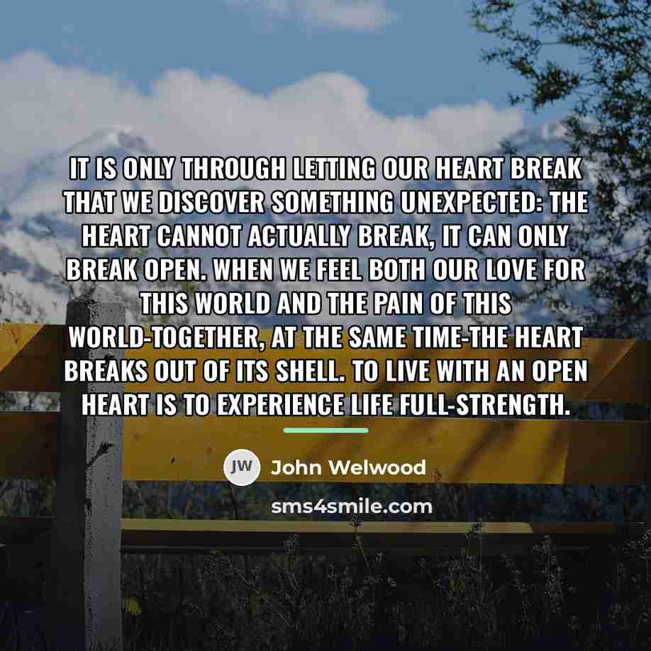 “It is only through letting our heart break that we…” quote by John Welwood