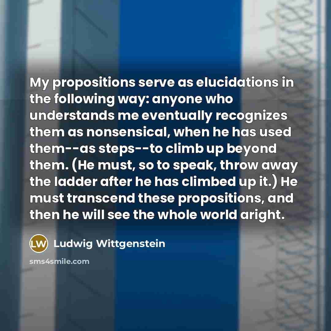 “My propositions serve as elucidations in the following way: anyone…” quote by Ludwig Wittgenstein