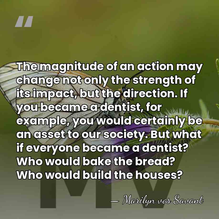 The magnitude of an action may change not only the strength of&hellip; - Marilyn vos Savant