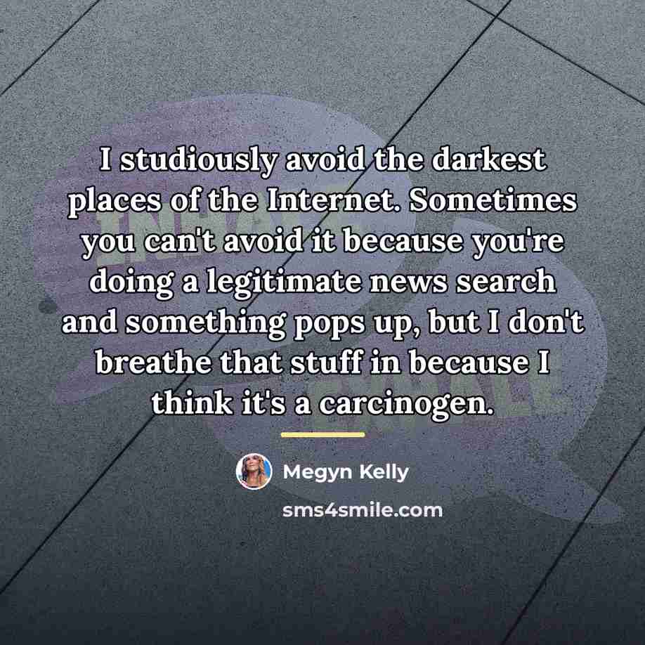 “I studiously avoid the darkest places of the Internet. Sometimes…” quote by Megyn Kelly