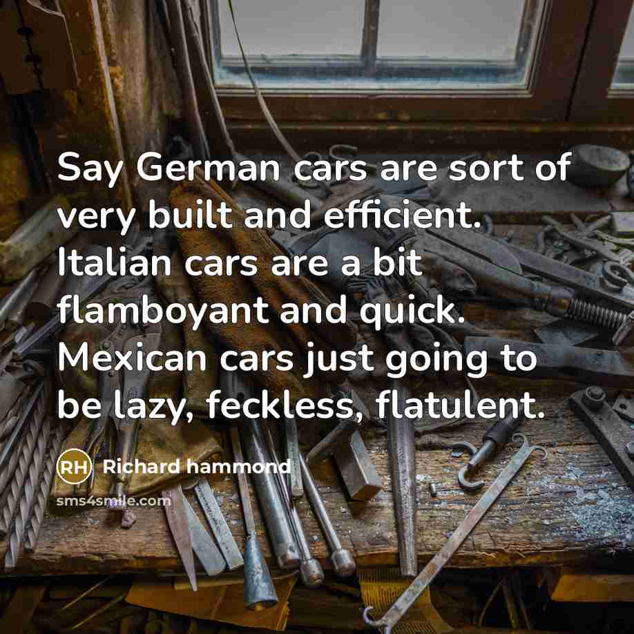 “Say German cars are sort of very built and efficient.…” quote by Richard Hammond