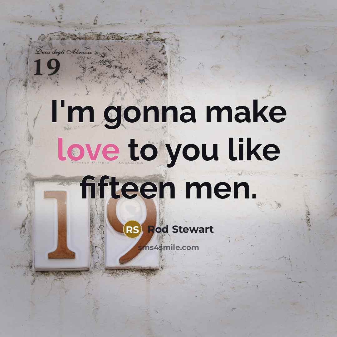 “I'm gonna make love to you like fifteen men.…” quote by Rod Stewart