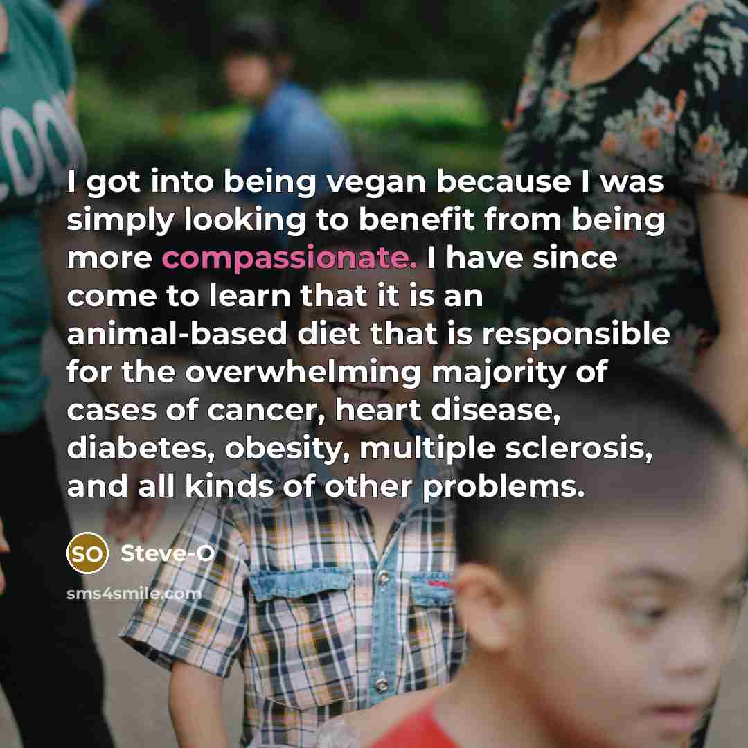 “I got into being vegan because I was simply looking…” quote by Steve-O