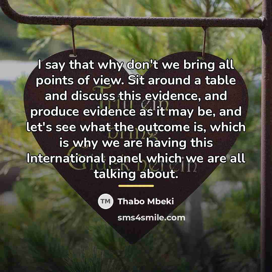 “I say that why don't we bring all points of…” quote by Thabo Mbeki
