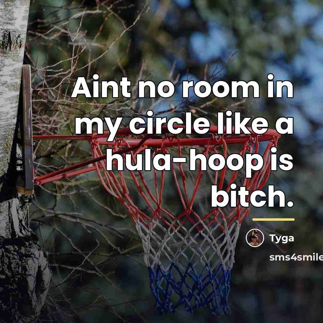 “Aint no room in my circle like a hula-hoop is…” quote by Tyga