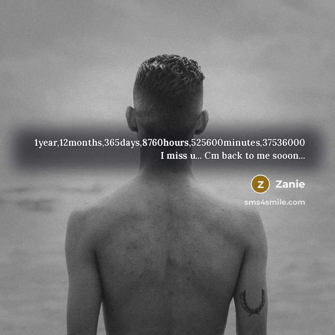 “1year,12months,365days,8760hours,525600minutes,37536000 I miss u... Cm back to me sooon...…” quote by Zanie