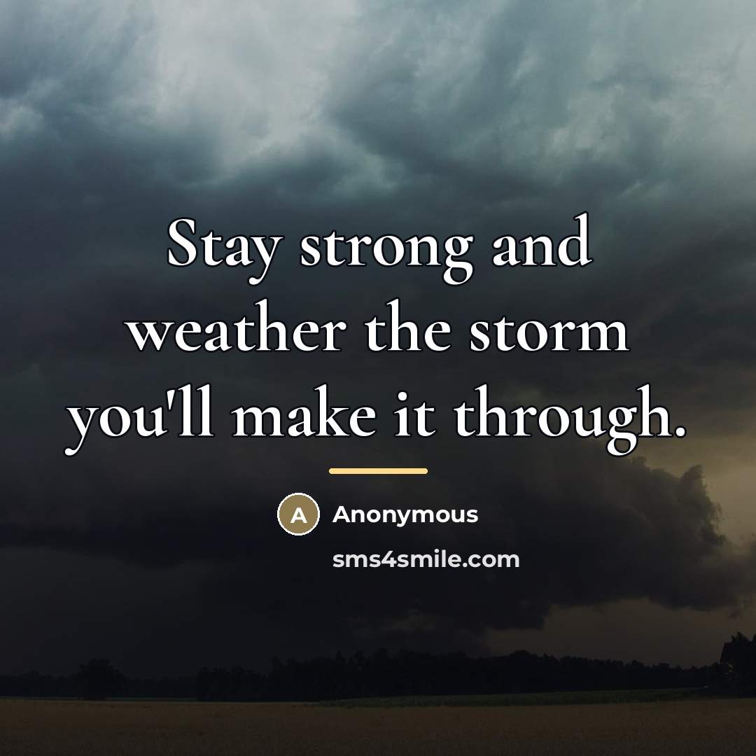 “Stay strong and weather the storm you'll make it through.…” quote by Anonymous