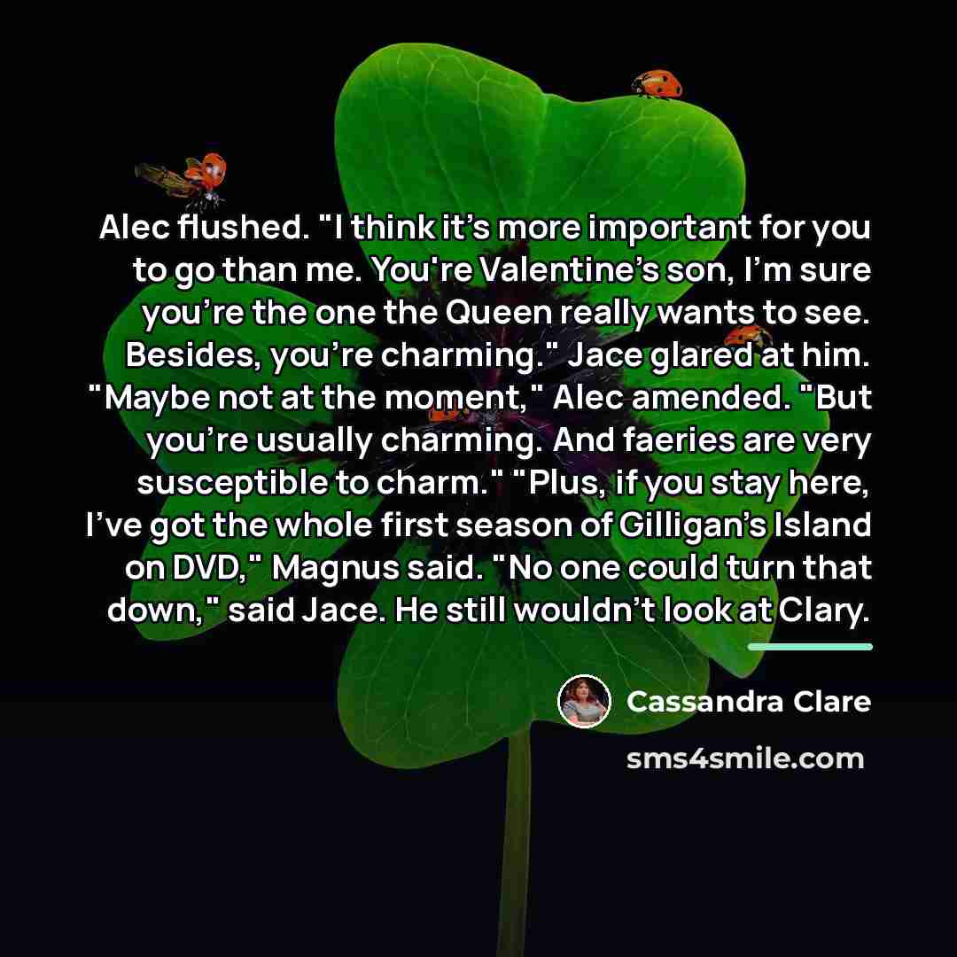 “Alec flushed. "I think it's more important for you to…” quote by Cassandra Clare
