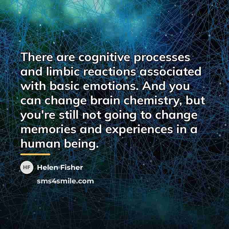“There are cognitive processes and limbic reactions associated with basic…” quote by Helen Fisher