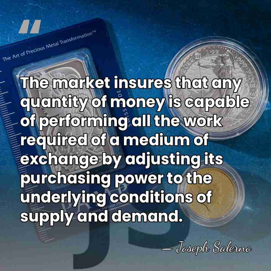 The market insures that any quantity of money is capable of performing&hellip; - Joseph Salerno