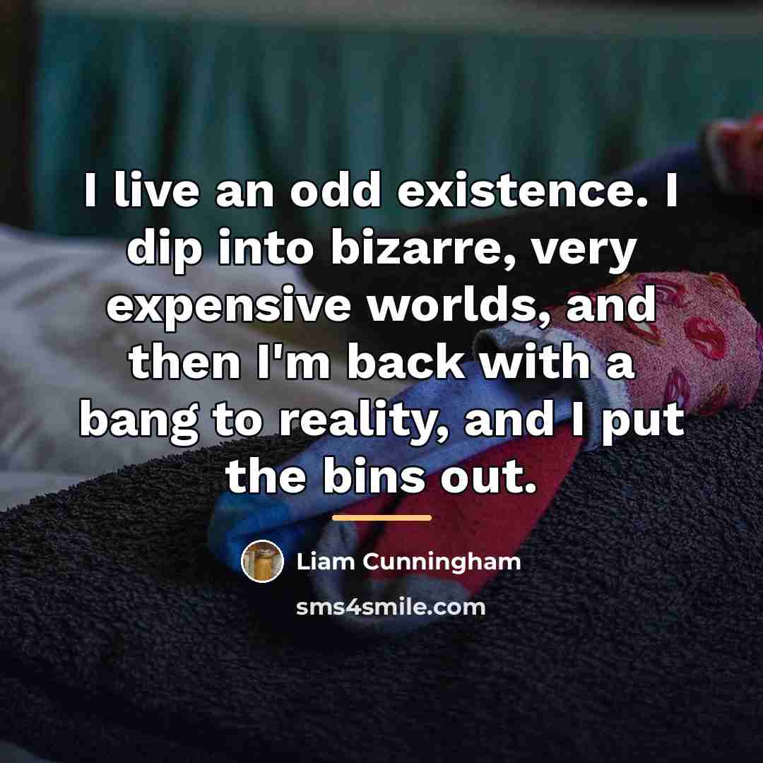 “I live an odd existence. I dip into bizarre, very…” quote by Liam Cunningham