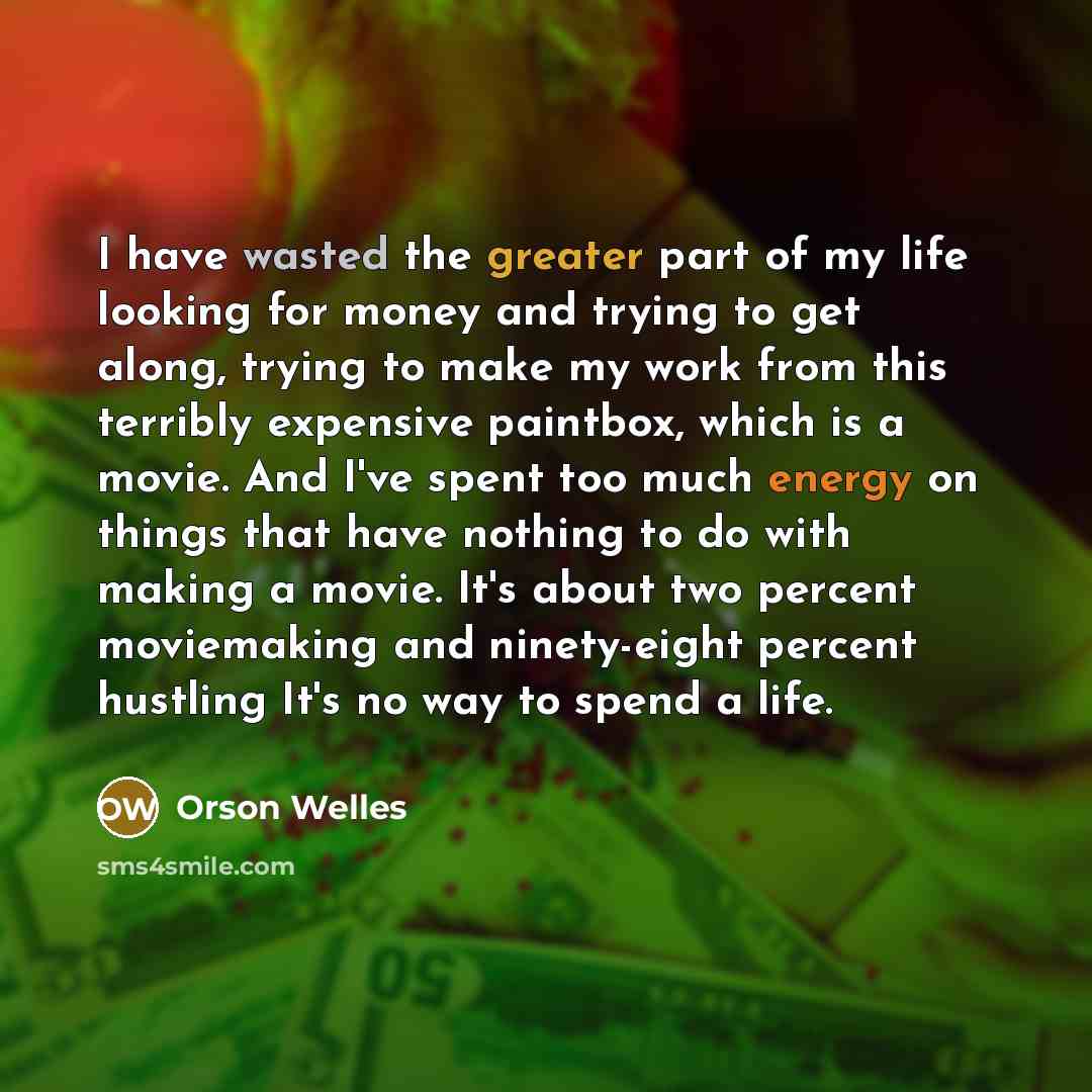 “I have wasted the greater part of my life looking…” quote by Orson Welles