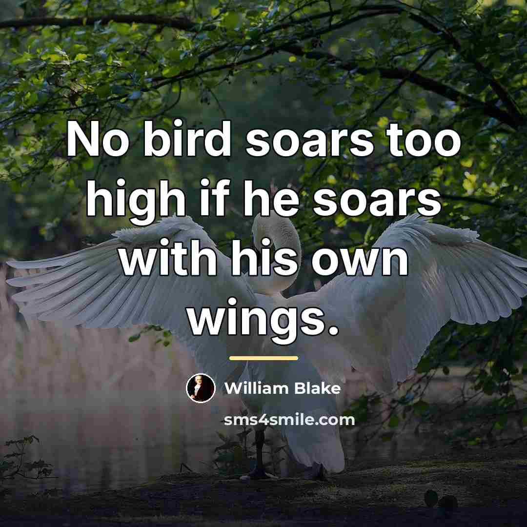 “No bird soars too high if he soars with his…” quote by William Blake