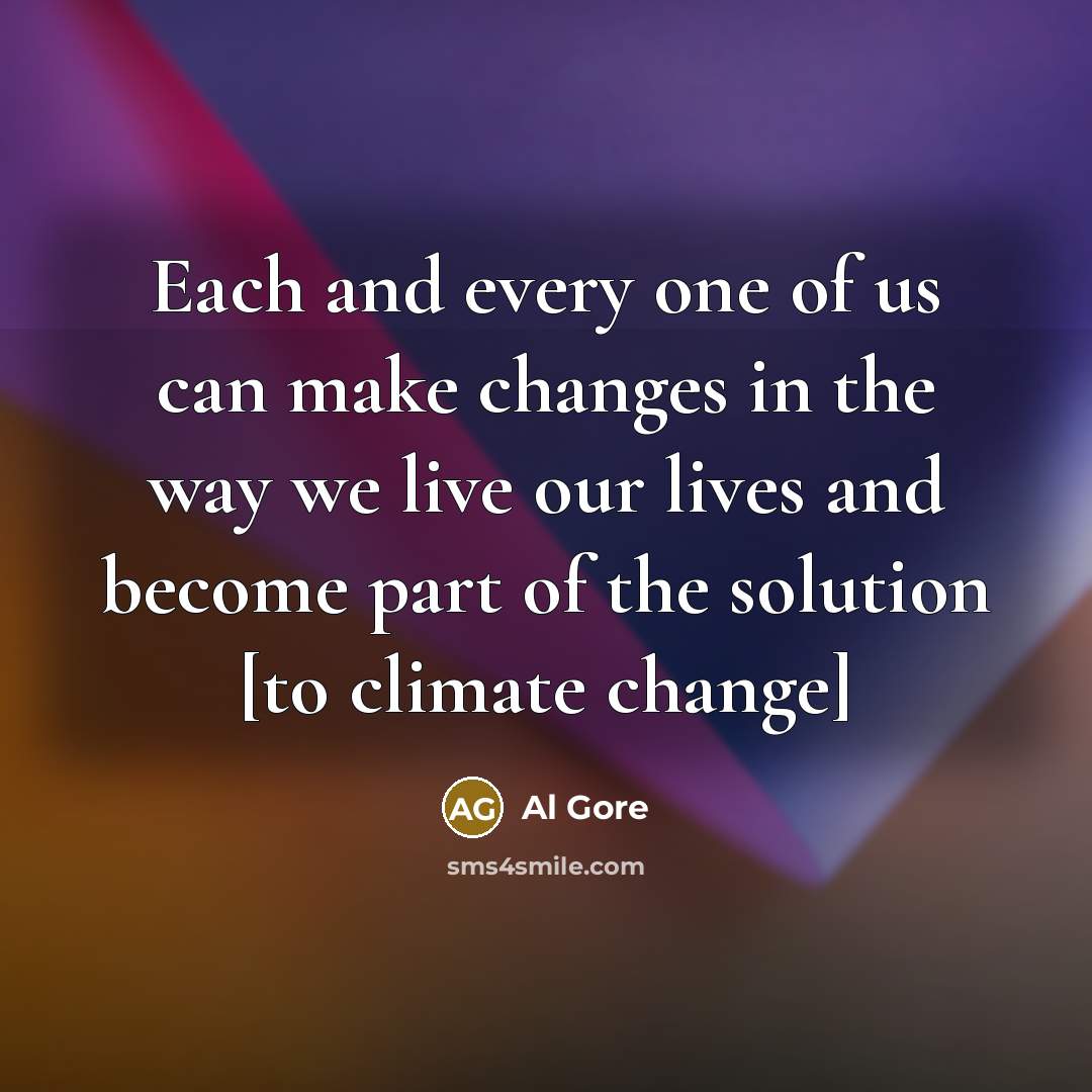 “Each and every one of us can make changes in…” quote by Al Gore