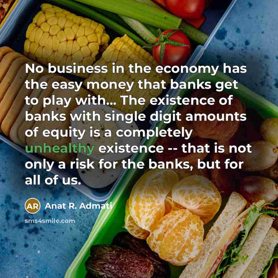“No business in the economy has the easy money that…” quote by Anat R. Admati