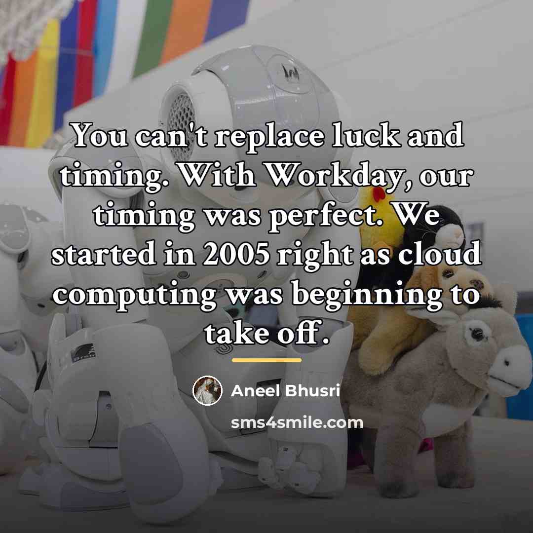 “You can't replace luck and timing. With Workday, our timing…” quote by Aneel Bhusri