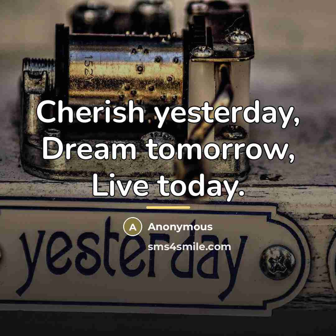 “Cherish yesterday, Dream tomorrow, Live today.…” quote by Anonymous