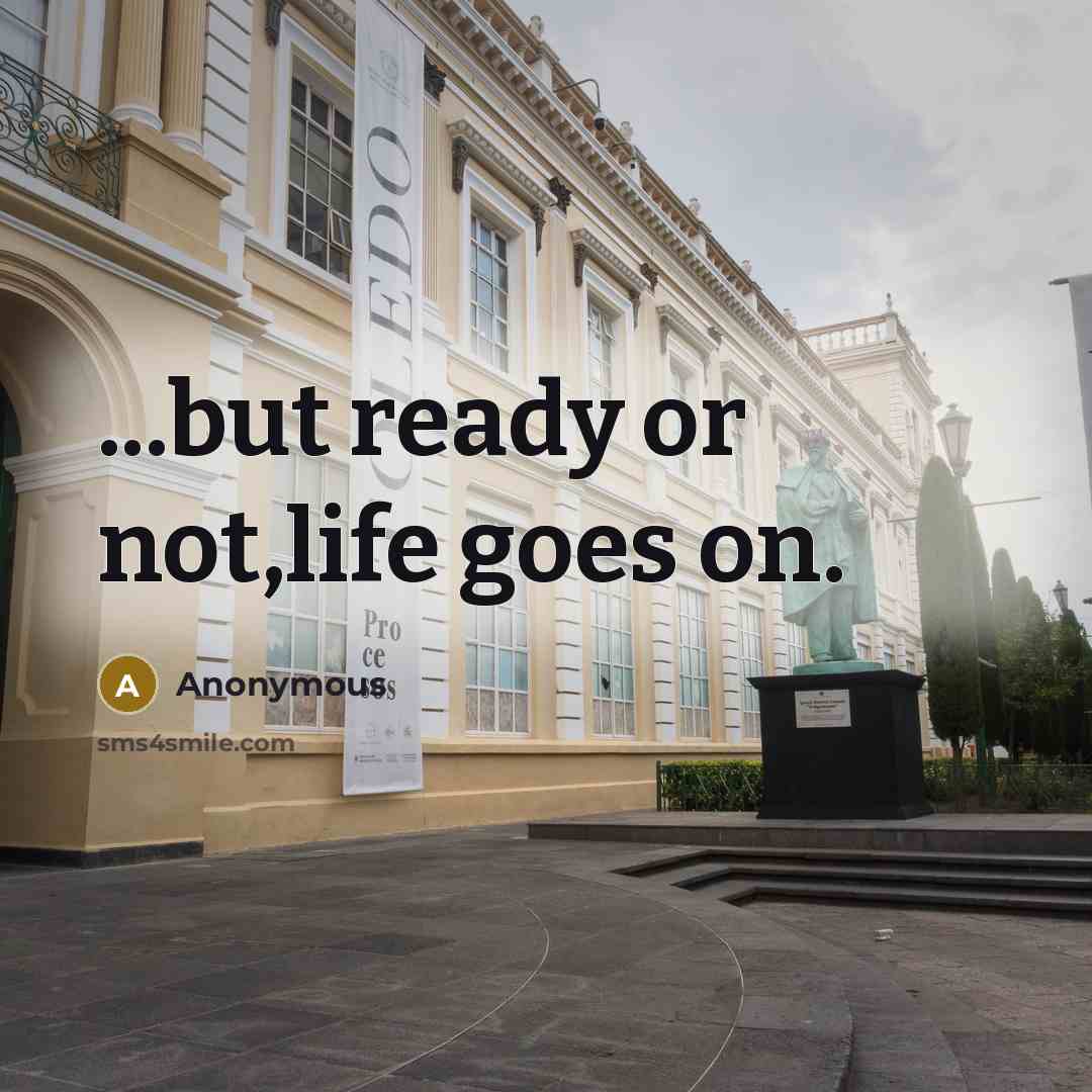 “...but ready or not,life goes on.…” quote by Anonymous