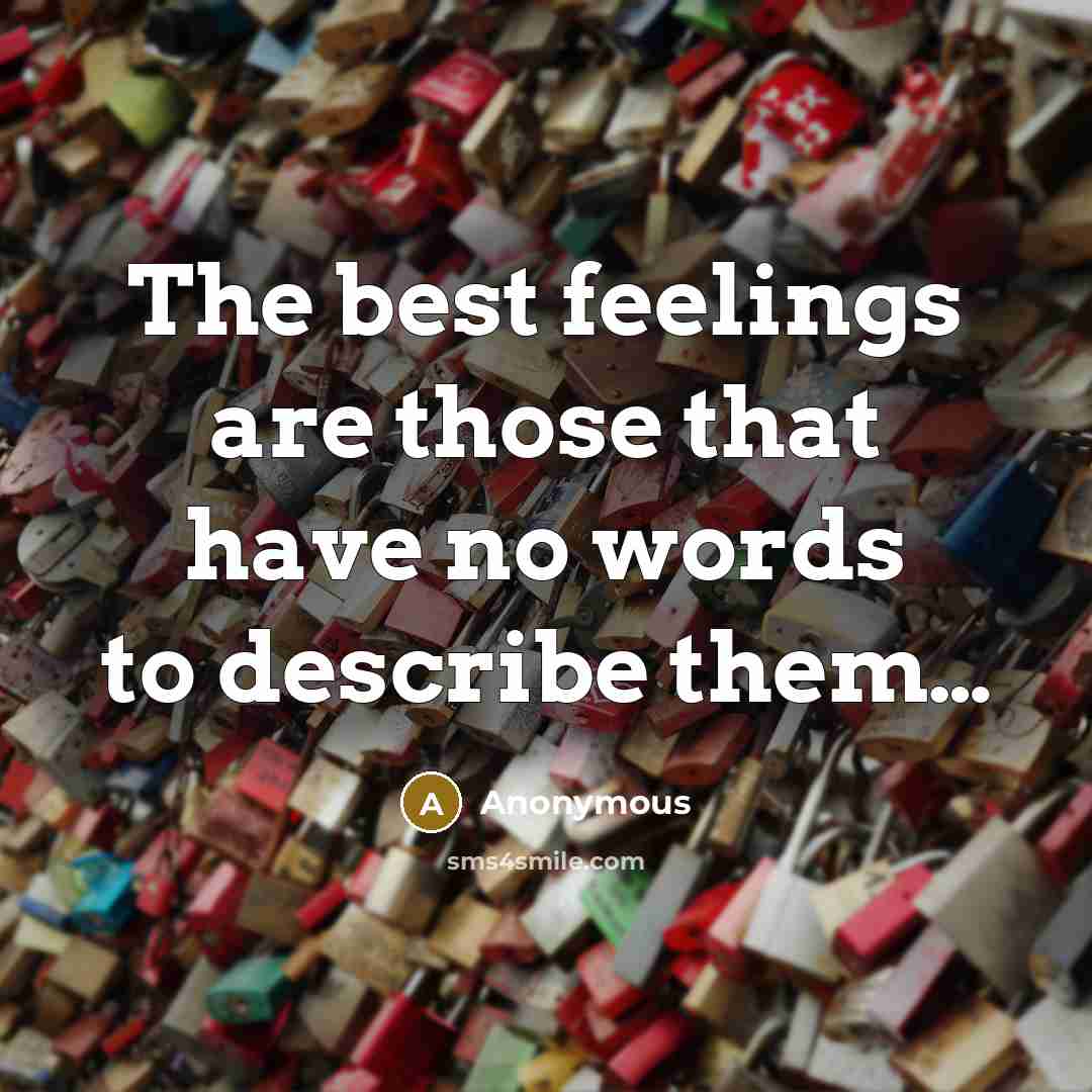 “The best feelings are those that have no words to…” quote by Anonymous