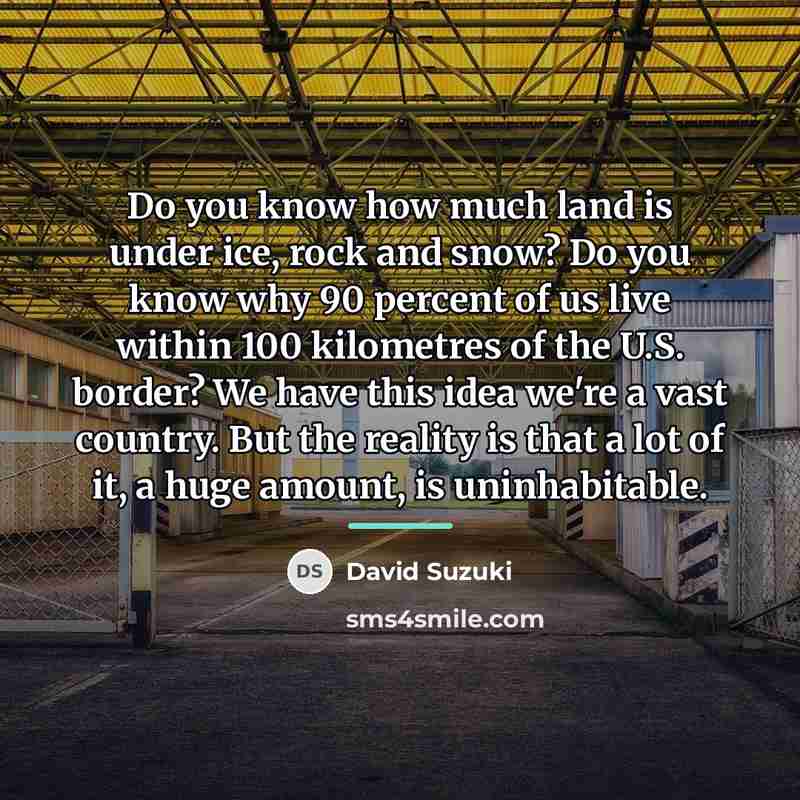 “Do you know how much land is under ice, rock…” quote by David Suzuki